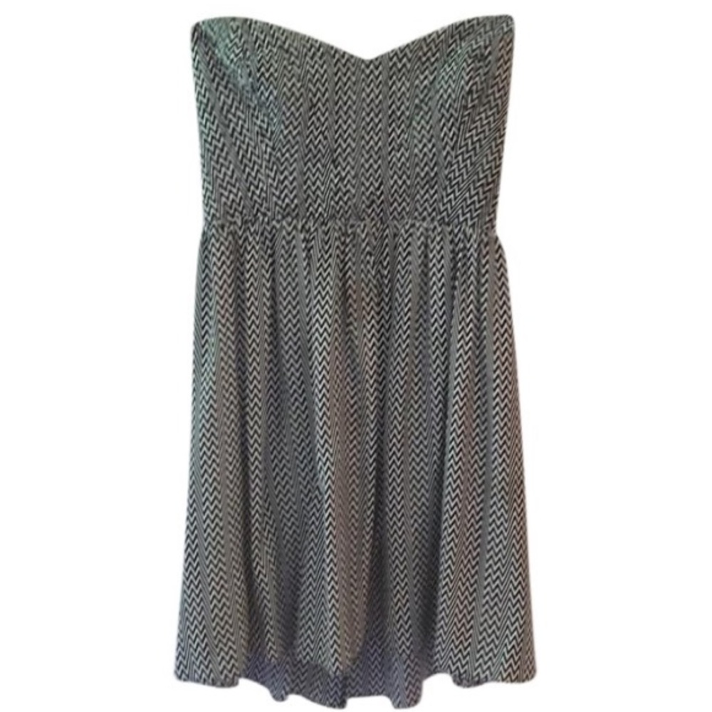 Parker Quilted Zig Zag Navy/White Mini Dress XS